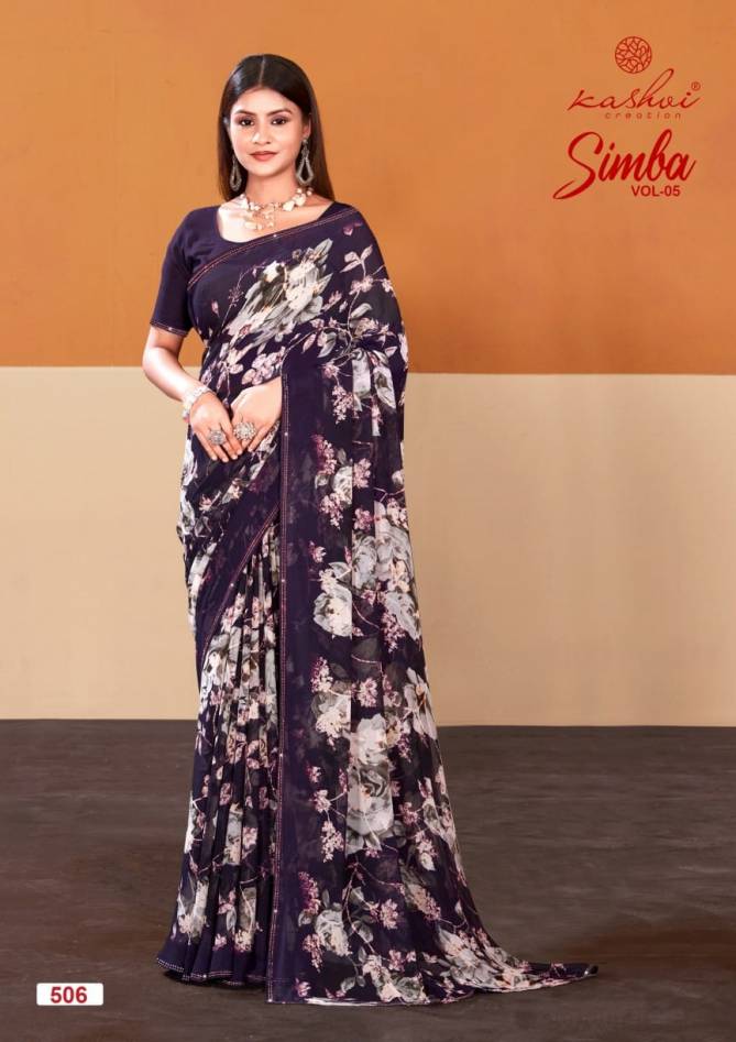 Simba Vol 05 By Kashvi Printed Georgette Sarees Wholesale Shop In Surat